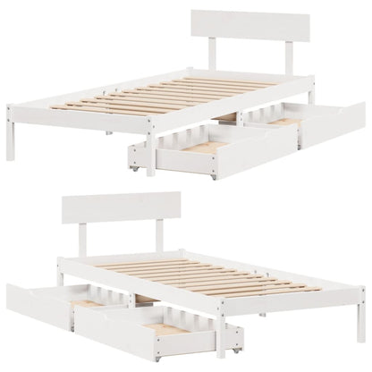 Bedframe zonder matras massief grenenhout wit 90x200 cm