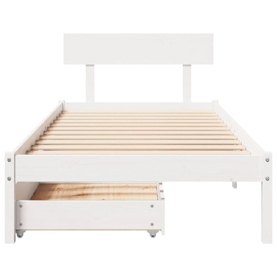 Bedframe zonder matras massief grenenhout wit 140x200 cm