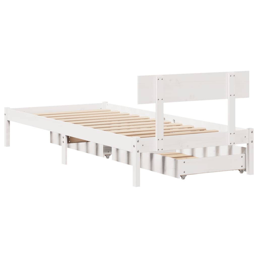 Bedframe zonder matras massief grenenhout wit 140x200 cm