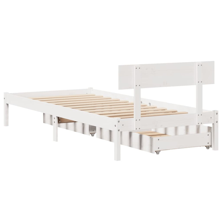 Bedframe zonder matras massief grenenhout wit 140x200 cm