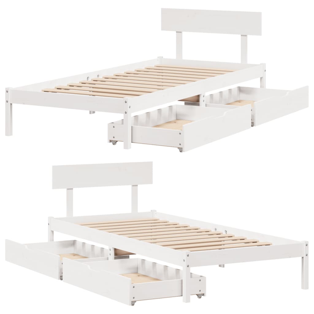Bedframe zonder matras massief grenenhout wit 140x200 cm