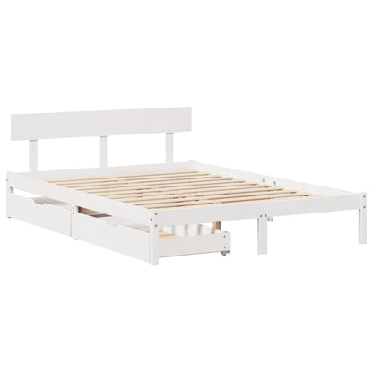 Bedframe zonder matras massief grenenhout wit 120x200 cm
