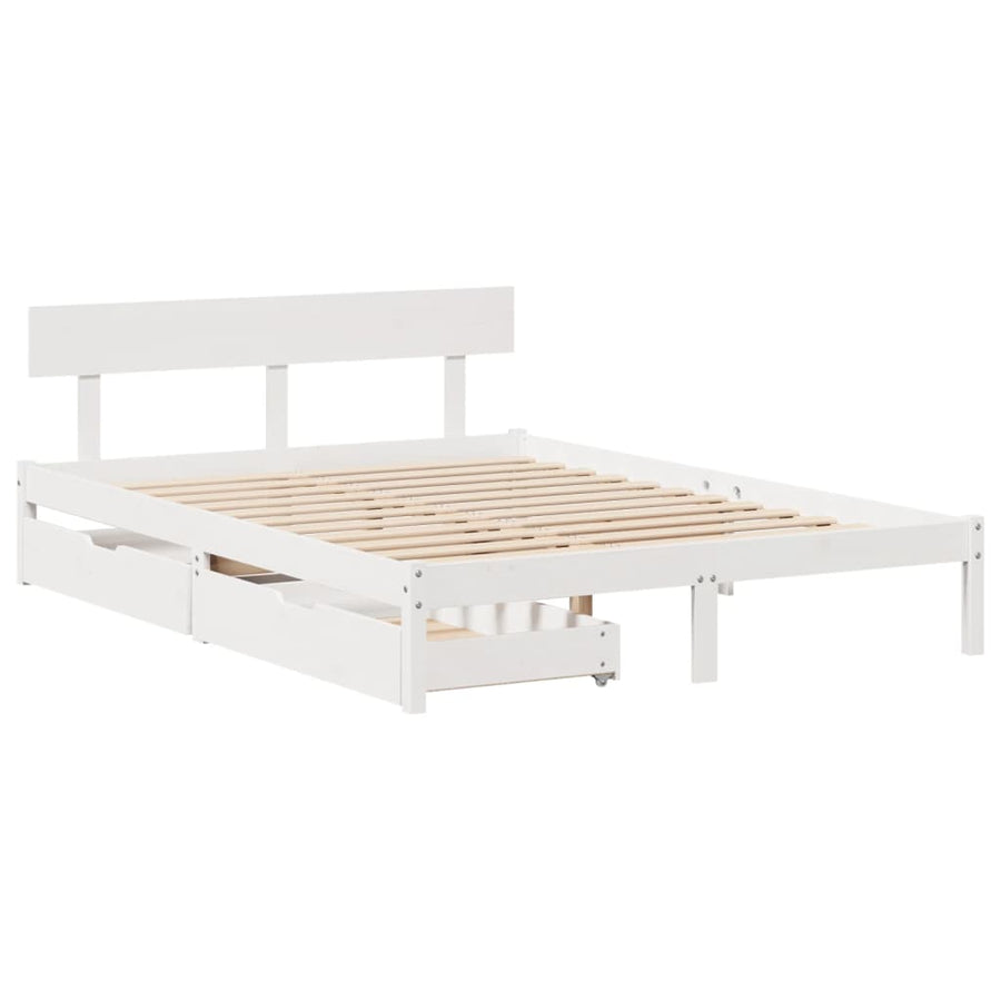 Bedframe zonder matras massief grenenhout wit 120x200 cm