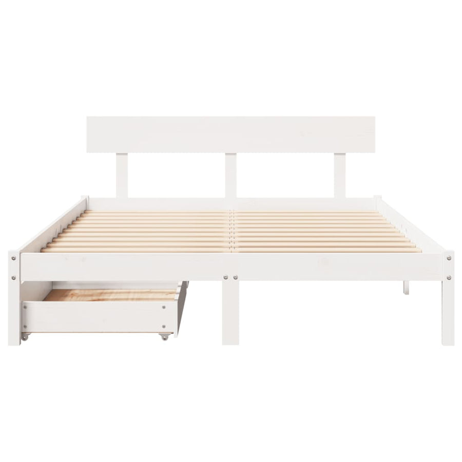 Bedframe zonder matras massief grenenhout wit 120x200 cm