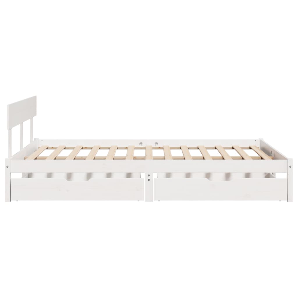 Bedframe zonder matras massief grenenhout wit 120x200 cm