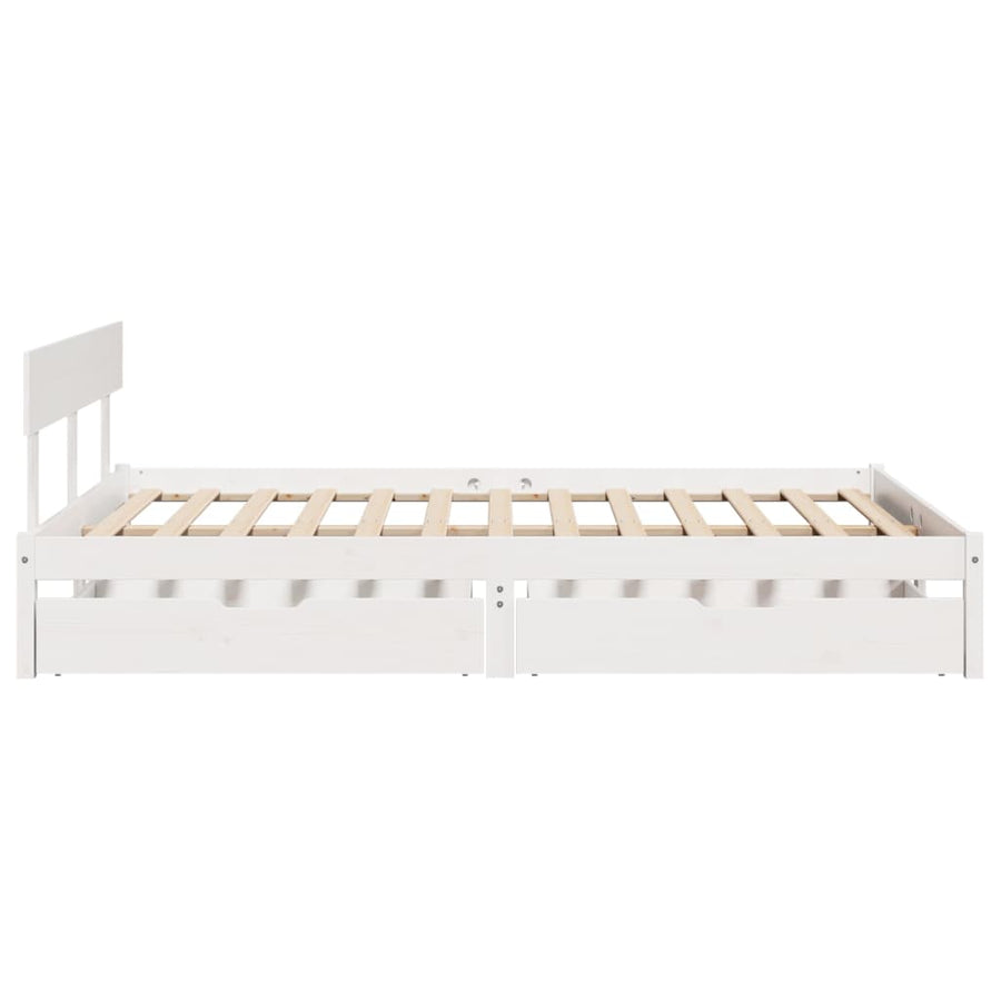 Bedframe zonder matras massief grenenhout wit 120x200 cm
