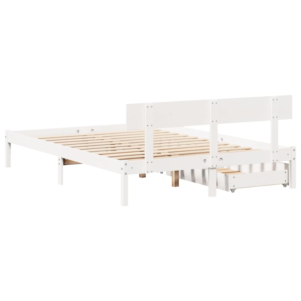 Bedframe zonder matras massief grenenhout wit 120x200 cm
