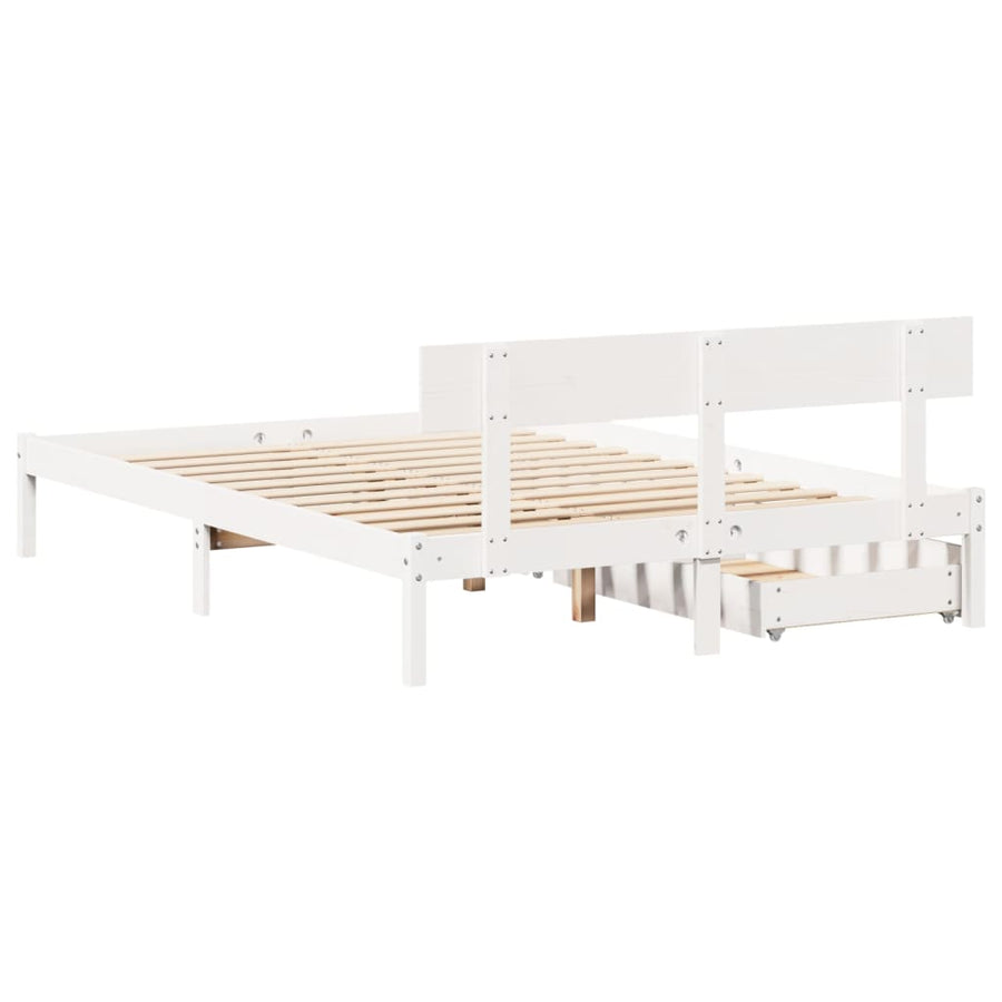 Bedframe zonder matras massief grenenhout wit 120x200 cm