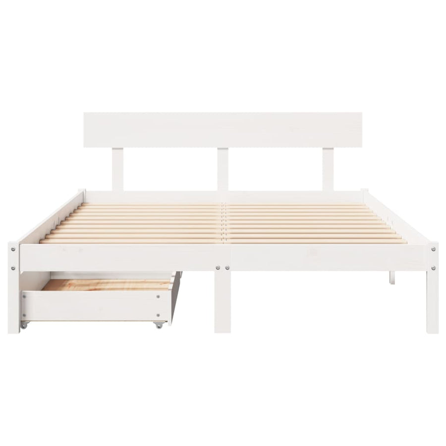 Bedframe zonder matras massief grenenhout wit 150x200 cm