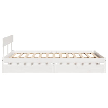 Bedframe zonder matras massief grenenhout wit 160x200 cm