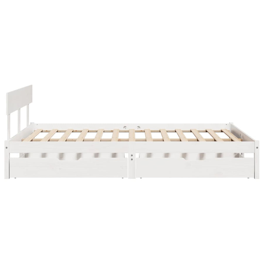 Bedframe zonder matras massief grenenhout wit 160x200 cm