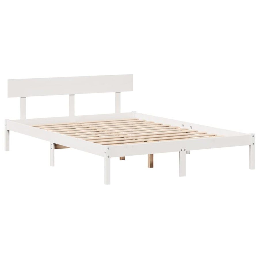 Bedframe zonder matras massief grenenhout wit 160x200 cm