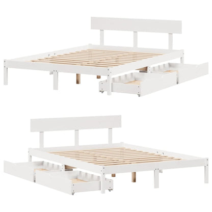 Bedframe zonder matras massief grenenhout wit 160x200 cm