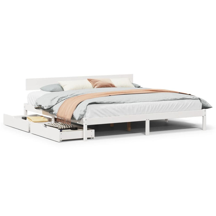 Bedframe zonder matras massief grenenhout wit 180x200 cm