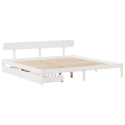 Bedframe zonder matras massief grenenhout wit 180x200 cm