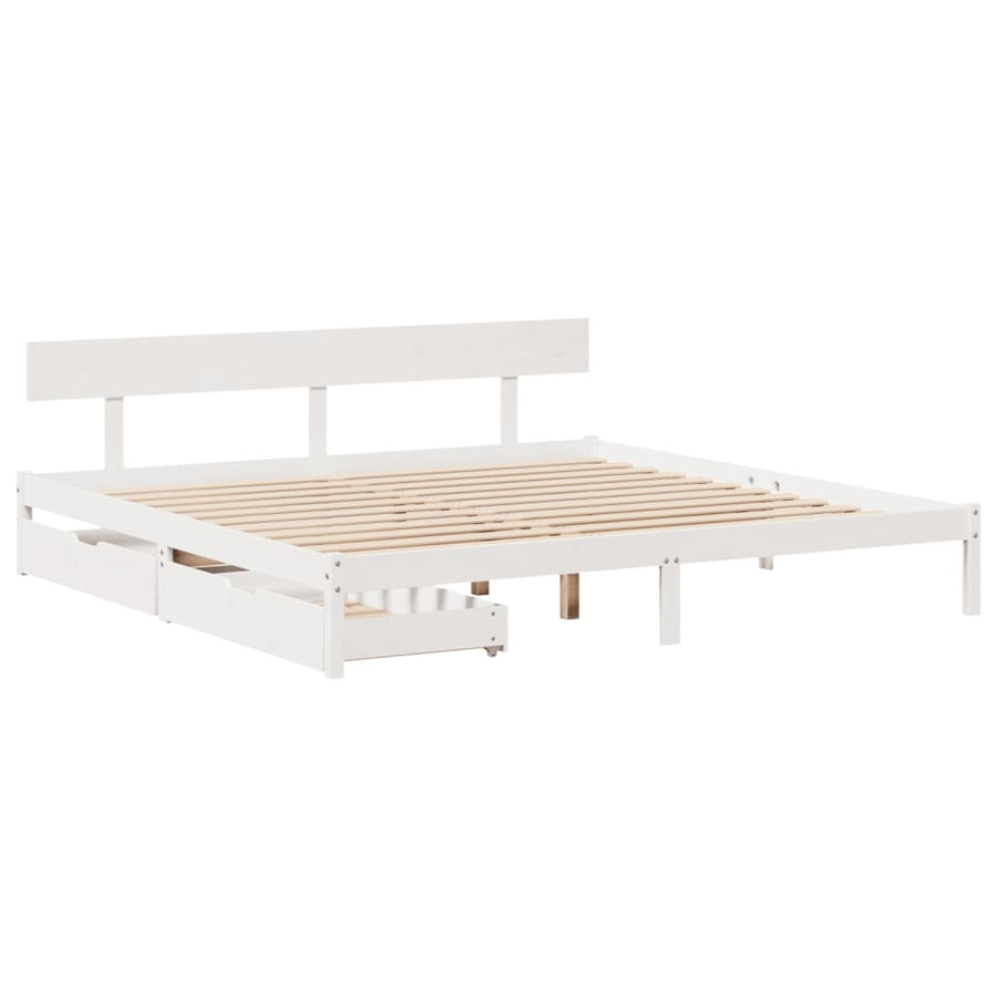 Bedframe zonder matras massief grenenhout wit 180x200 cm