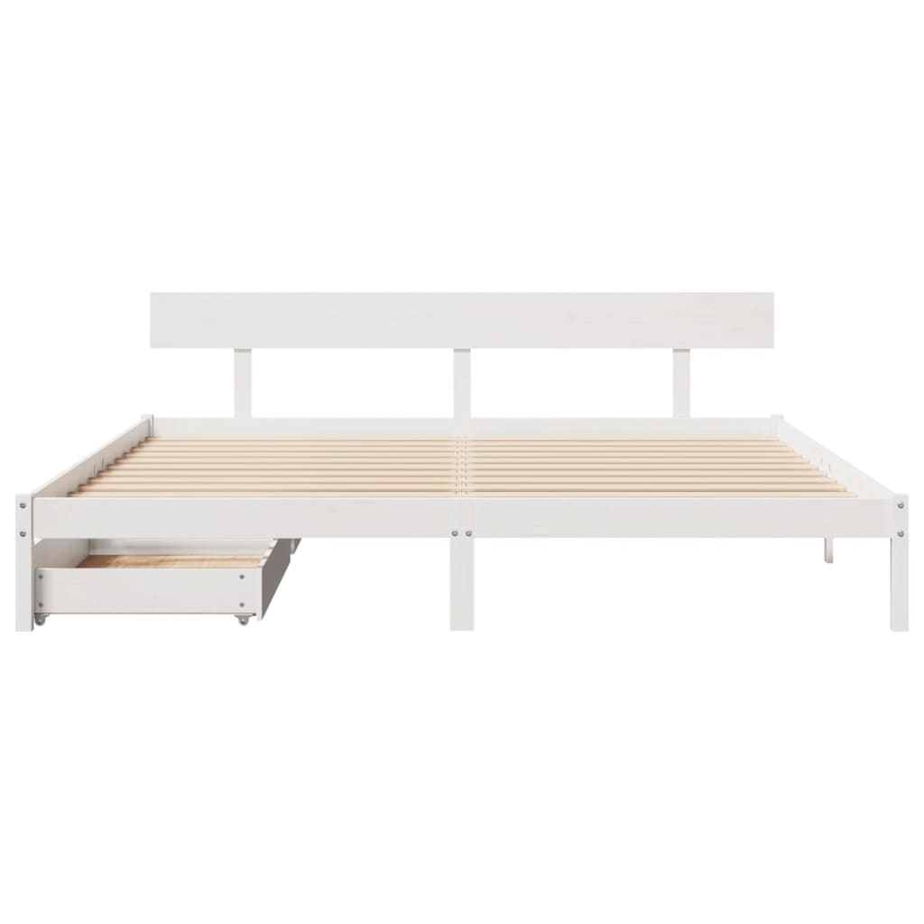 Bedframe zonder matras massief grenenhout wit 180x200 cm
