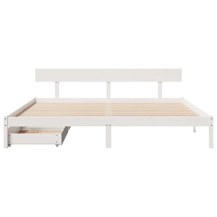 Bedframe zonder matras massief grenenhout wit 180x200 cm