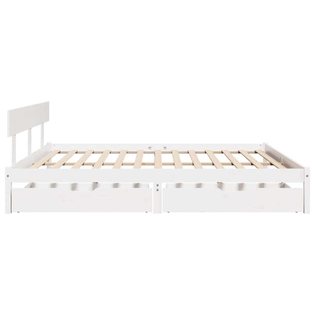 Bedframe zonder matras massief grenenhout wit 180x200 cm