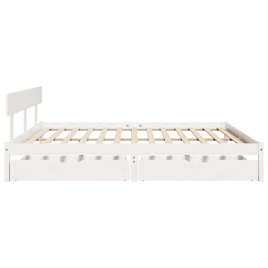 Bedframe zonder matras massief grenenhout wit 180x200 cm