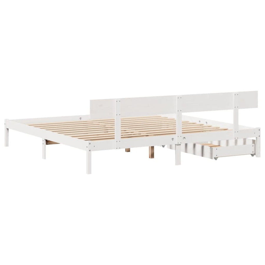 Bedframe zonder matras massief grenenhout wit 180x200 cm