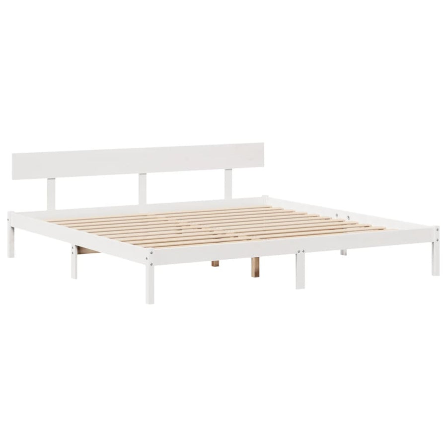Bedframe zonder matras massief grenenhout wit 180x200 cm