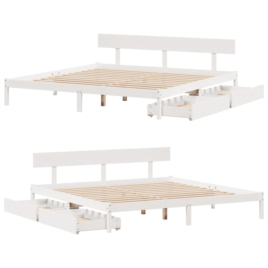 Bedframe zonder matras massief grenenhout wit 180x200 cm