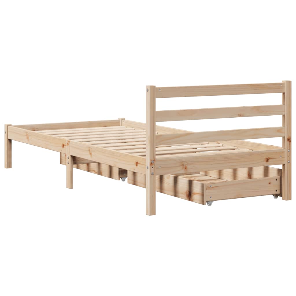 Bedframe zonder matras massief grenenhout 75x190 cm