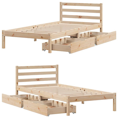 Bedframe zonder matras massief grenenhout 90x190 cm