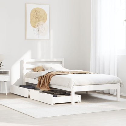 Bedframe zonder matras massief grenenhout wit 90x190 cm