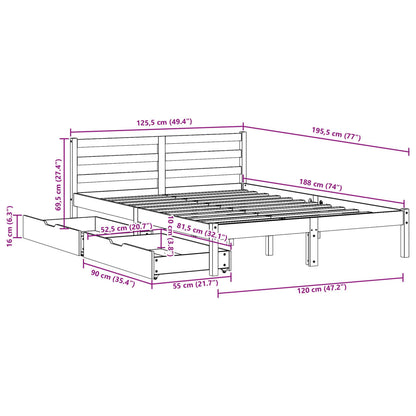 Bedframe zonder matras massief grenenhout 120x190 cm