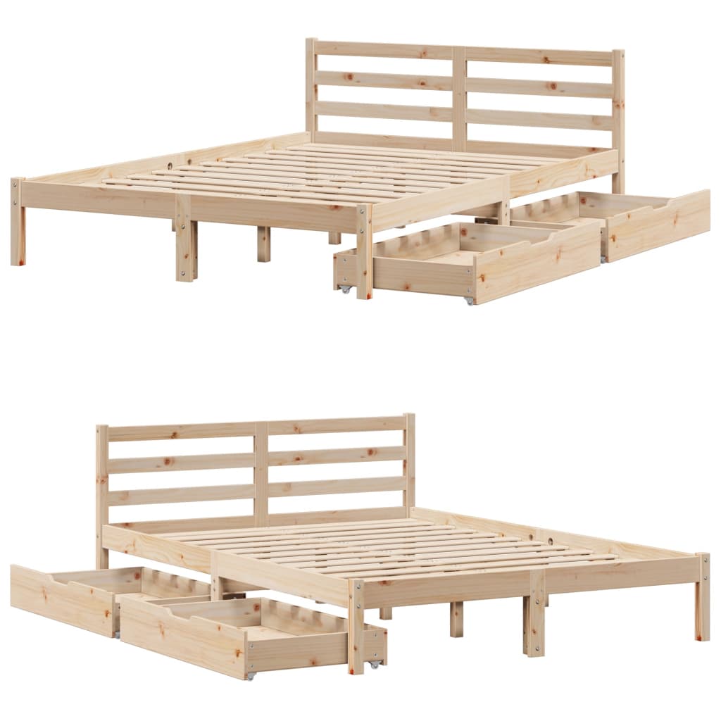 Bedframe zonder matras massief grenenhout 120x190 cm
