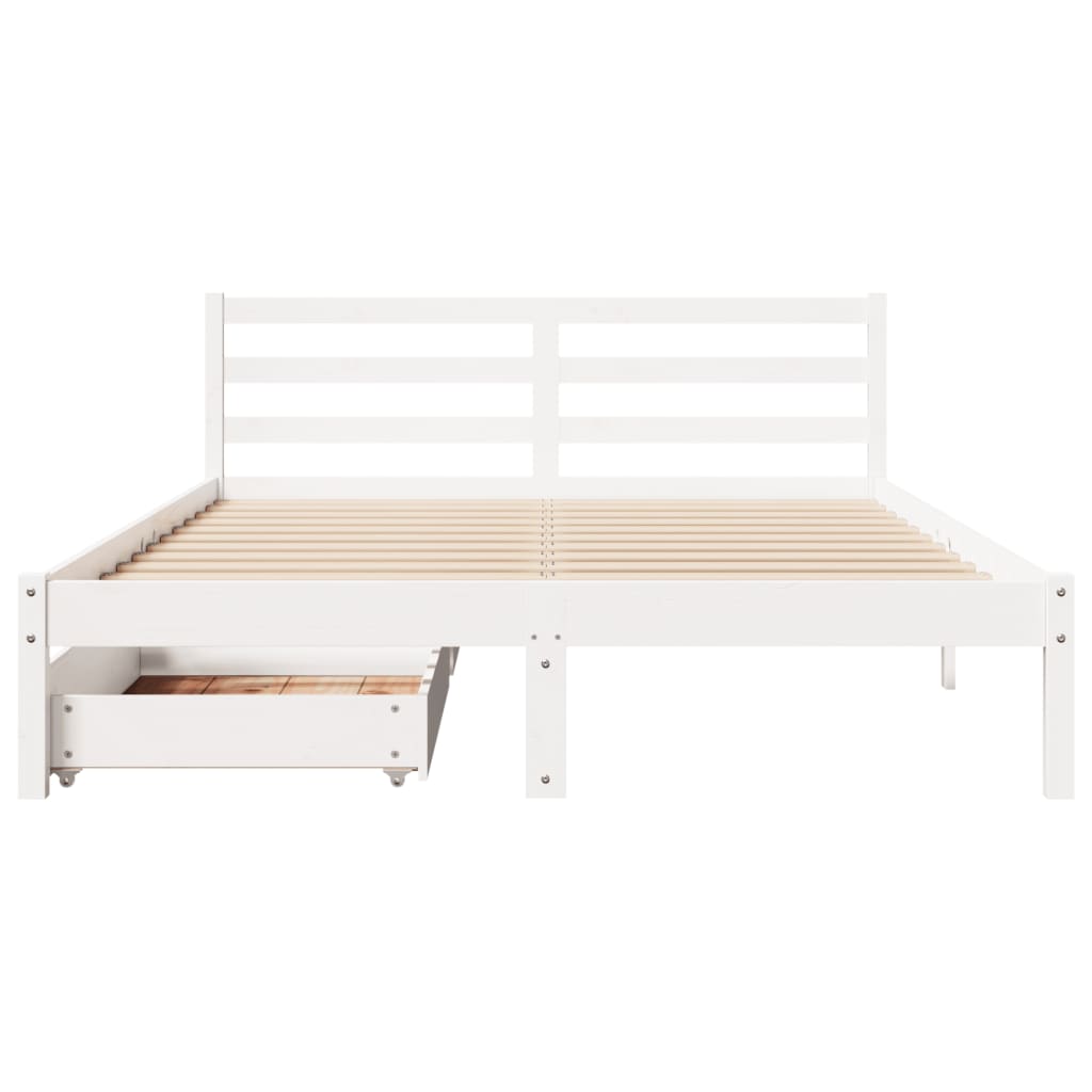Bedframe zonder matras massief grenenhout wit 120x190 cm