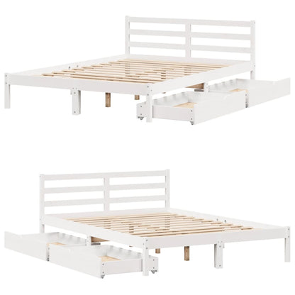 Bedframe zonder matras massief grenenhout wit 120x190 cm