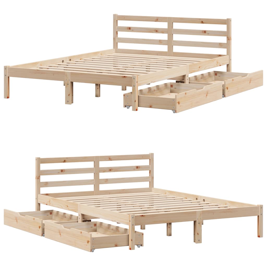 Bedframe zonder matras massief grenenhout 140x190 cm