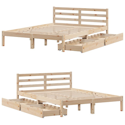 Bedframe zonder matras massief grenenhout 140x190 cm