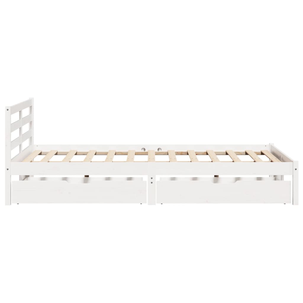Bedframe zonder matras massief grenenhout wit 140x190 cm