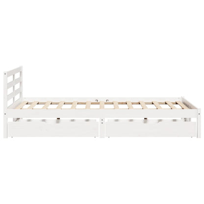 Bedframe zonder matras massief grenenhout wit 140x190 cm