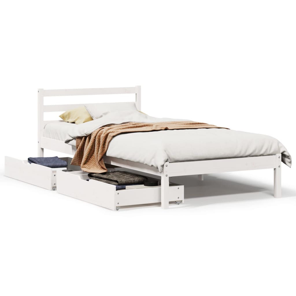 Bedframe zonder matras massief grenenhout wit 90x200 cm