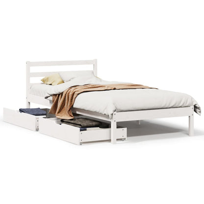 Bedframe zonder matras massief grenenhout wit 90x200 cm