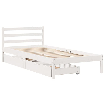 Bedframe zonder matras massief grenenhout wit 90x200 cm