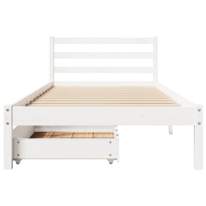 Bedframe zonder matras massief grenenhout wit 90x200 cm