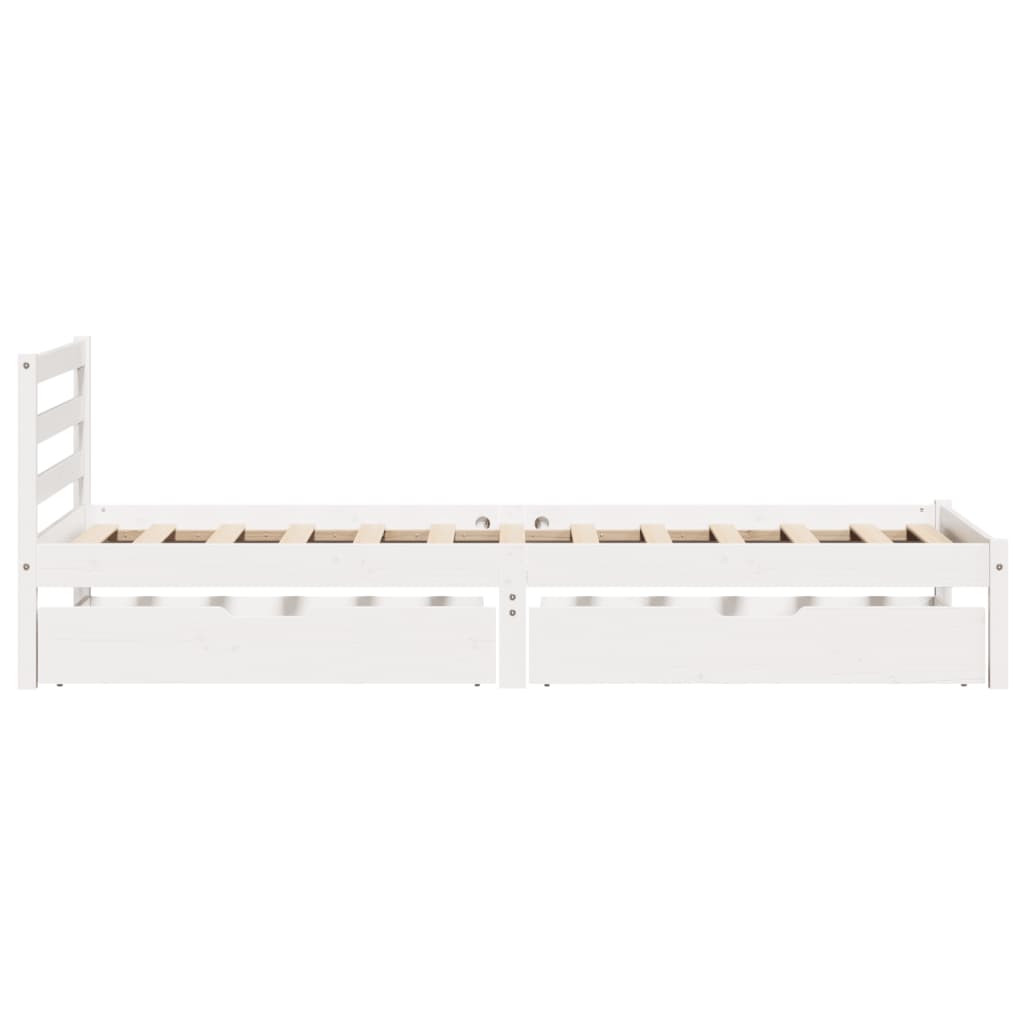 Bedframe zonder matras massief grenenhout wit 90x200 cm