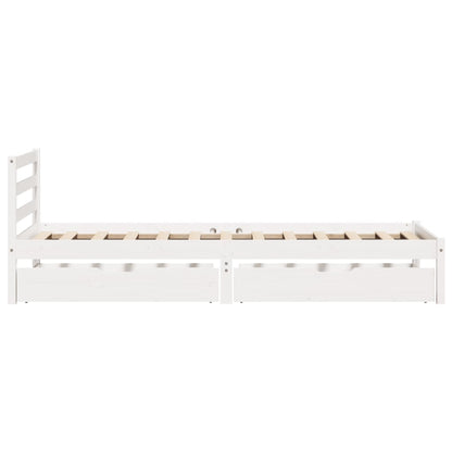 Bedframe zonder matras massief grenenhout wit 90x200 cm