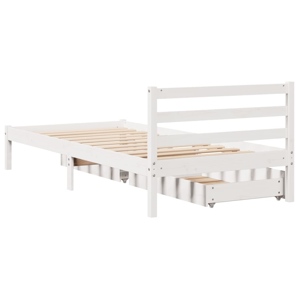 Bedframe zonder matras massief grenenhout wit 90x200 cm