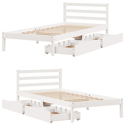Bedframe zonder matras massief grenenhout wit 90x200 cm