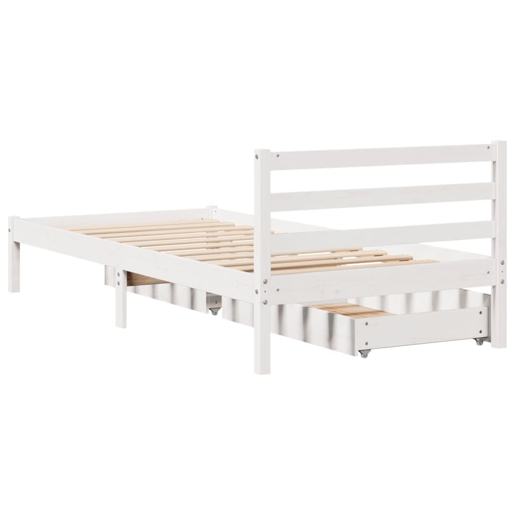 Bedframe zonder matras massief grenenhout wit 140x200 cm