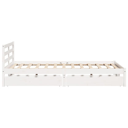 Bedframe zonder matras massief grenenhout wit 120x200 cm