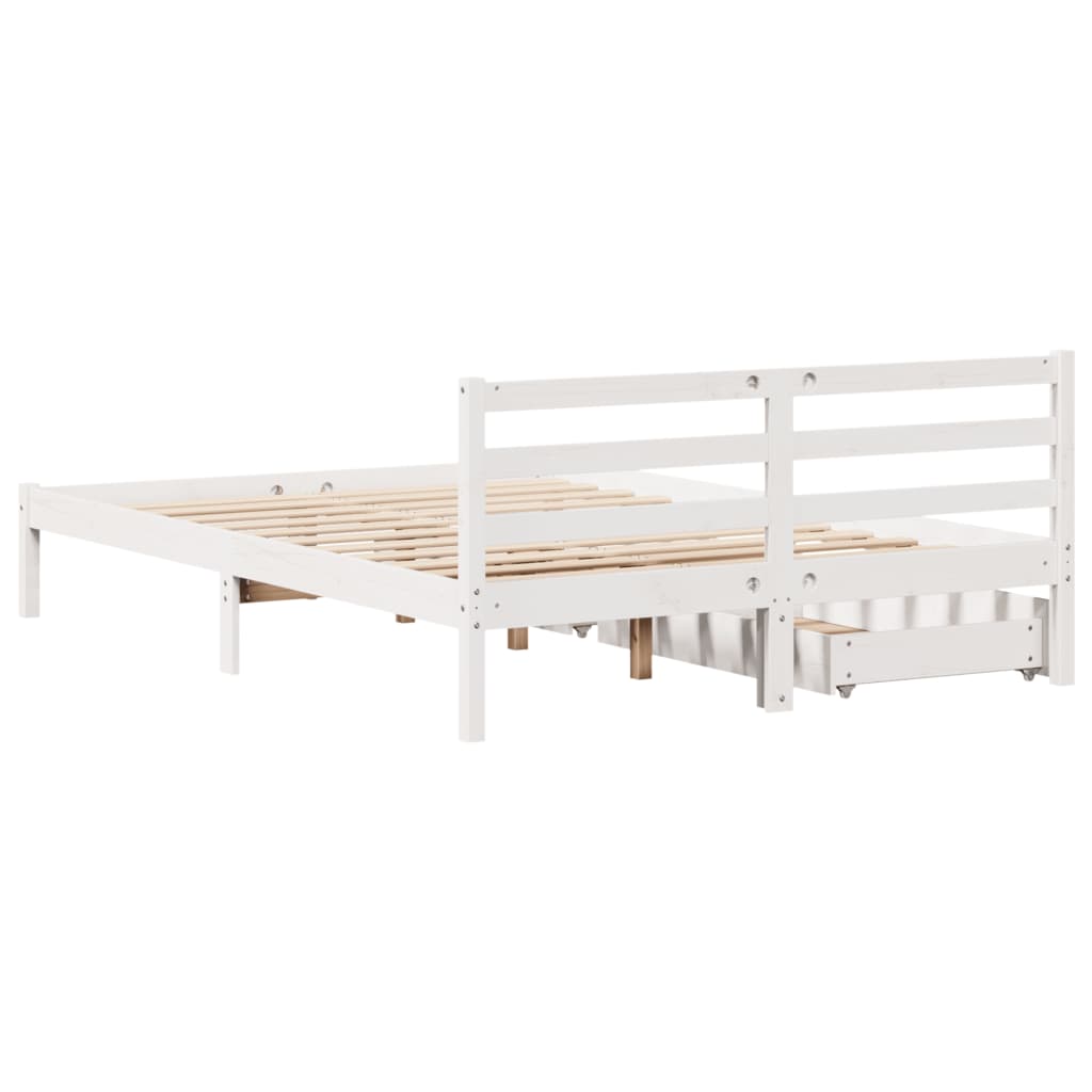 Bedframe zonder matras massief grenenhout wit 120x200 cm