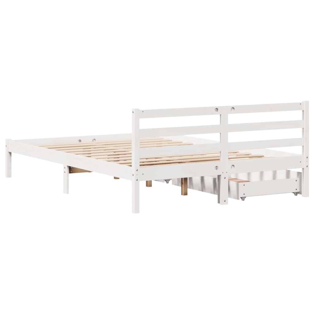 Bedframe zonder matras massief grenenhout wit 140x200 cm